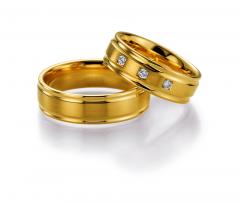 585 Gelbgold, seidenmatt / poliert,  Nowotny-Collection Ruesch Oro amarillo - Los anillos de boda