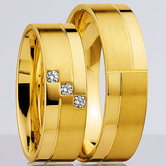 585 Gelbgold, seidenmatt/ poliert,  Nowotny-Collection Ruesch Oro amarillo - Los anillos de boda