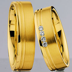 585 Gelbgold, seidenmatt /poliert,  Nowotny-Collection Ruesch Oro amarillo - Los anillos de boda