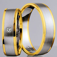 585 Weissgold , seidenmatt / poliert,  Nowotny-Collection Ruesch White gold yellow gold Marryring