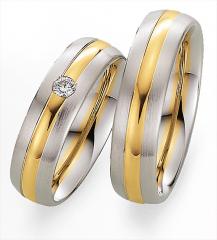 585 Weissgold , seidenmatt / poliert,  Gettmann White gold yellow gold Marryring