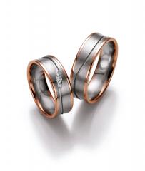 585 Weissgold , seidenmatt / poliert,  Nowotny-Collection Ruesch White gold red gold Marryring