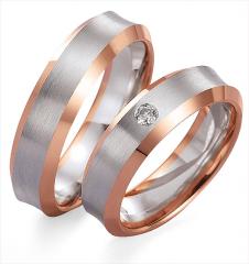 585 Graugold , seidenmatt / poliert,  Gettmann Gris oro rosa Los anillos de boda