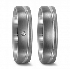 Made in Germany, 2.5 mm, mattiert/poliert, 6 mm, Diamant, 0.02 ct,  Titan Factory Titan