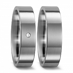 1, Made in Germany, 1.8 mm, 6 mm, 2 aussen gerade/innen bombiert, möglich, Diamant, weiss, 0.02 ct,  Titan Factory Titan