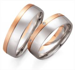 585 Graugold , seidenmatt / poliert,  Gettmann Gris oro rosa Los anillos de boda