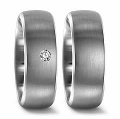 1, Made in Germany, mattiert, 7 mm, 9 aussen und innen leicht bombiert, Diamant, 0.03 ct,  Titan Factory Titan