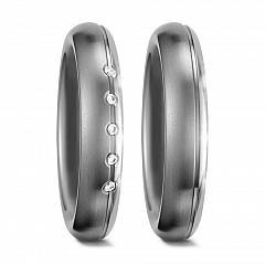 5, Made in Germany, 3.3 mm, mattiert/poliert, 5 mm, 12 aussen rund innen leicht bombiert, Diamant, weiss, 0.05 ct,  Titan Factory Titan