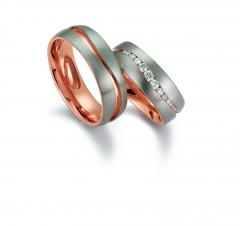 585 Weissgold , seidenmatt / poliert,  August Gerstner Blanco oro rojo Los anillos de boda