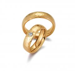 585 Rosegold, gehämmert,  August Gerstner Classic wedding Rings