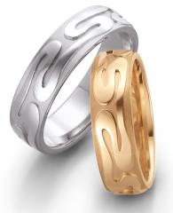 585 Weissgold, satiniert/ poliert mit Muster,  August Gerstner Exclusive Wedding rings