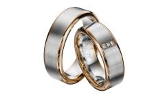 585 Weissgold , seidenmatt / poliert,  Sickinger Blanco oro rojo Los anillos de boda