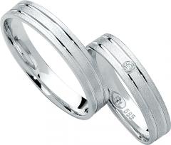 585 Weissgold, seidenmatt / poliert,  Rubin Cheap wedding Rings