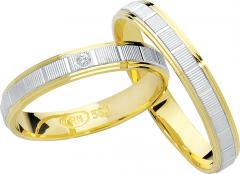585 Weissgold , seidenmatt / poliert mit Muster,  Rubin Cheap wedding Rings