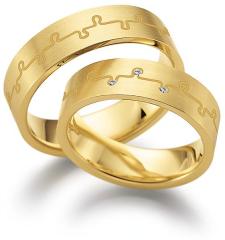 585 Gelbgold, feinmattiert,  August Gerstner Oro amarillo - Los anillos de boda