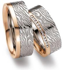 585 Weiss-Rotgold, poliert/ gemustert,  August Gerstner White gold red gold Marryring