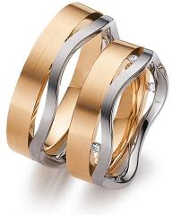 585 Weiss-Rotgold, seidenmatt verformt,  August Gerstner Blanco oro rojo Los anillos de boda