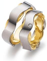 585 Weissgold , seidenmatt verformt,  August Gerstner White gold yellow gold Marryring