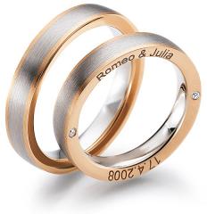 585 Weiss-Rotgold, seidenmatt,  August Gerstner Blanco oro rojo Los anillos de boda