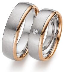 585 Weiss-Rotgold, seidenmatt / poliert,  August Gerstner Blanco oro rojo Los anillos de boda