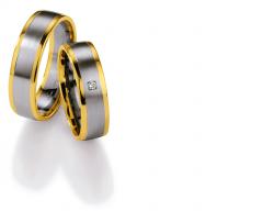 585 Weiss-Gelbgold, seidenmatt / poliert,  Nowotny-Collection Ruesch White gold yellow gold Marryring