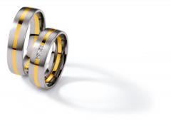 585 Weiss-Gelbgold, seidenmatt / poliert,  Nowotny-Collection Ruesch White gold yellow gold Marryring