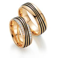 Brillanten 0,516 ct. TW,  Fischer Carbon Trauringe