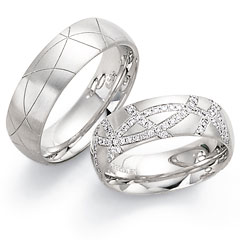 585 Weissgold, seidenmatt,  Fischer Oro blanco - Los anillos de boda