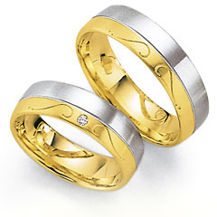 585Weissgold , seidenmatt / poliert,  Fischer White gold yellow gold Marryring