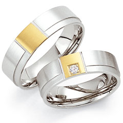 585 Weiss-Gelbgold, seidenmatt,  Fischer White gold yellow gold Marryring