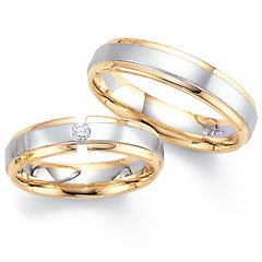 585 Weissgold , seidenmatt / poliert,  Fischer Oro Blanco Oro de albaricoque Anillos de boda