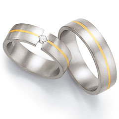 750 Weiss , seidenmatt,  Fischer White gold yellow gold Marryring