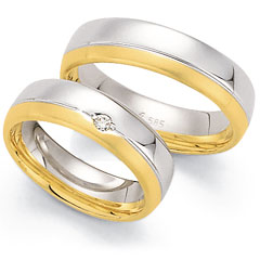 585 Weiss , seidenmatt und poliert,  Fischer White gold yellow gold Marryring