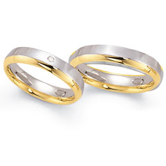585 Weiss , seidenmatt / poliert,  Fischer White gold yellow gold Marryring