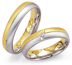 585 Weiss-Gelbgold, seidenmatt,  Fischer White gold yellow gold Marryring