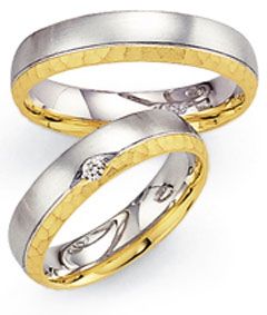 585 Weiss-Gelbgold, seidenmatt / poliert,  Fischer White gold yellow gold Marryring