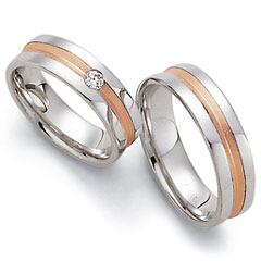 585 Weiss-Rotgold, sandmatt /poliert,  Fischer Specials prices Wedding rings