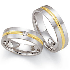 585 Weiss 7 Gelbgold, seidenmatt,  Fischer White gold yellow gold Marryring