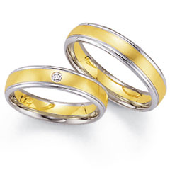 585 Weiss , seidenmatt / poliert,  Fischer White gold yellow gold Marryring