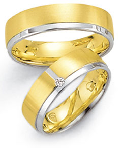 585 Gelbgold , seidenmatt / poliert,  Fischer White gold yellow gold Marryring