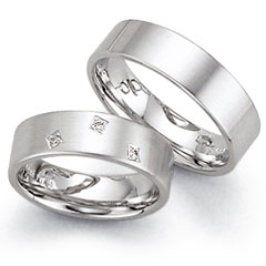 585 Weissgold, seidenmatt,  Fischer Oro blanco - Los anillos de boda