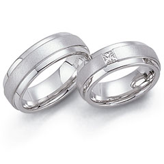 585 Weissgold, seidenmatt / poliert,  Fischer Oro blanco - Los anillos de boda