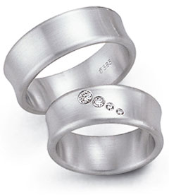 585 Weissgold, seidenmatt,  Fischer Oro blanco - Los anillos de boda