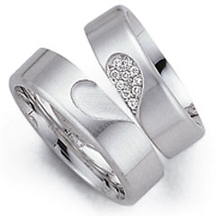 585 Weissgold, seidenmatt / sandmatt,  Fischer Oro blanco - Los anillos de boda