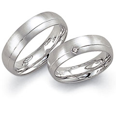 585 Weissgold, seidenmatt,  Fischer Oro blanco - Los anillos de boda