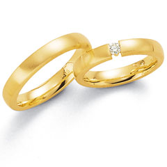 585 Gelbgold, feinmattiert,  Fischer Classic wedding Rings