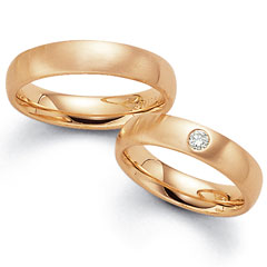 585 Rosegold, seidenmatt,  Fischer Classic wedding Rings