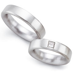 585 Weissgold, seidenmatt,  Fischer Anillos de boda cl?sicos