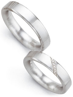 585 Weissgold, seidenmatt,  Fischer Oro blanco - Los anillos de boda