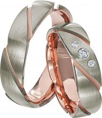 Rubin Gris oro rosa Los anillos de boda